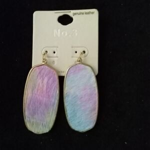 NWOT No 3 Colorful Pastel  Leather Earrings